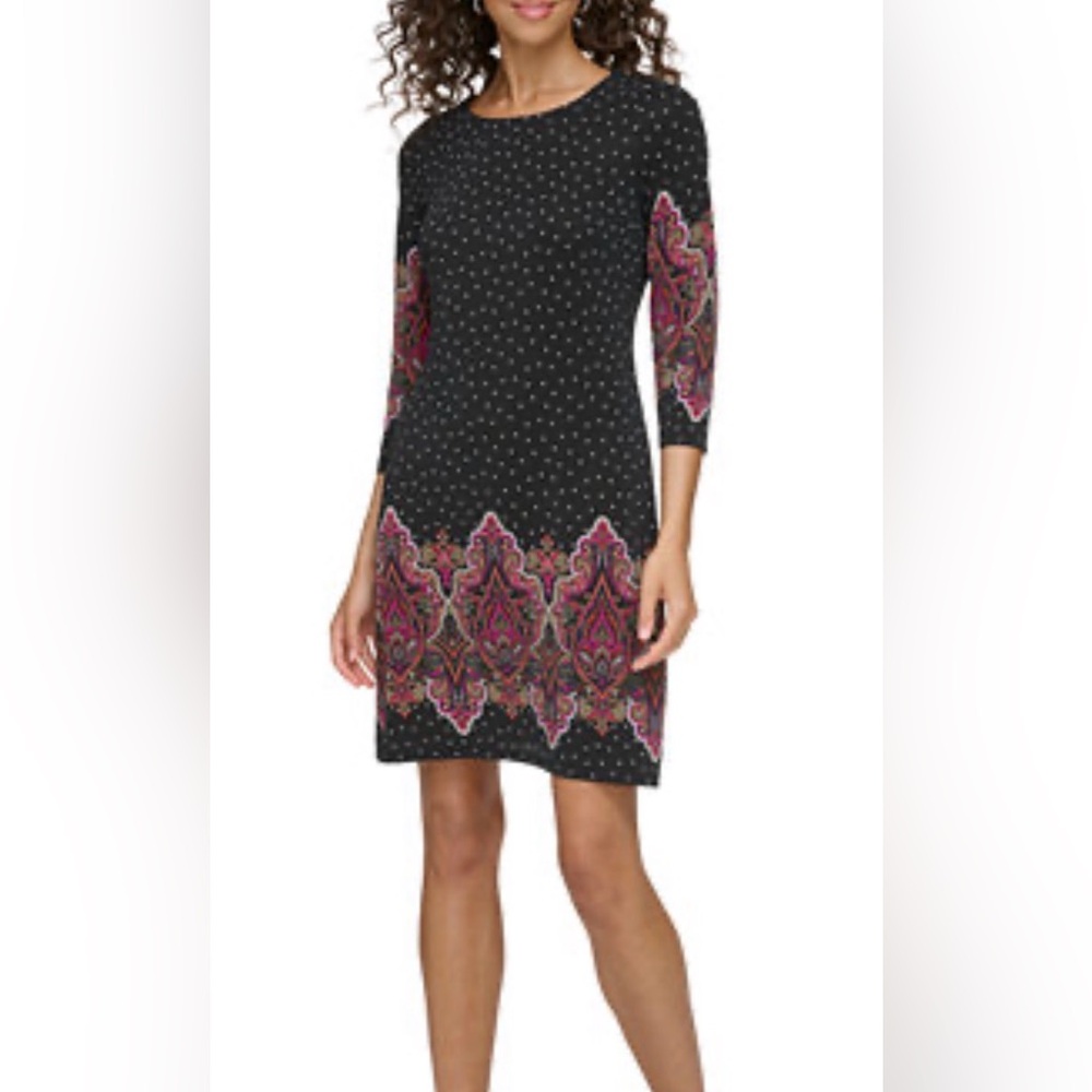 Tommy Hilfiger Women’s Pasisley 3/4 sleeve shift Dress- Size 14